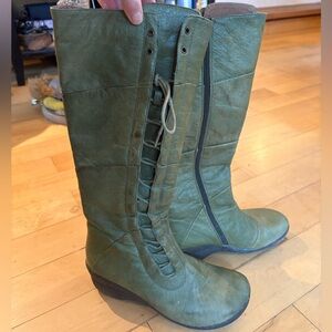 Miz Mooz Sage Green Leather Boots - 38